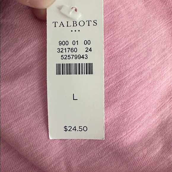Talbots Light Pink V-Neck Short Sleeve Tee - Picture 4 of 4